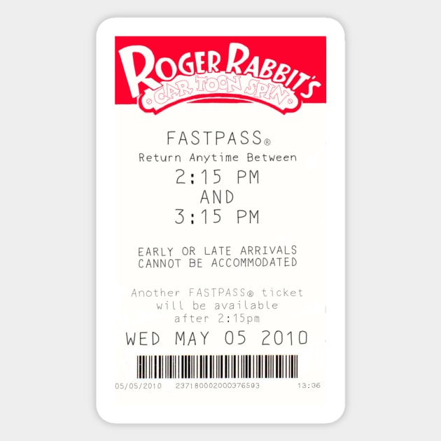 Roger Rabbit's Cartoon Spin Fast Pass Sticker by maliarosburg